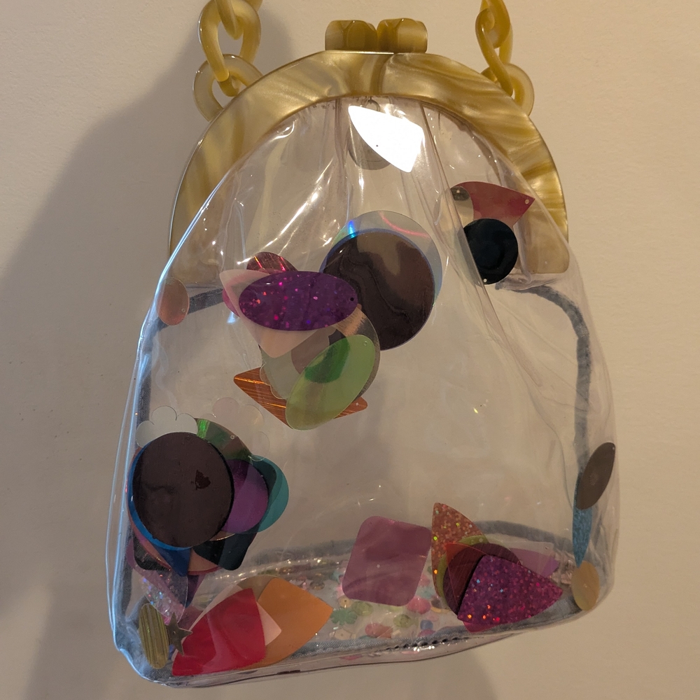 Dauphinette NYC clear Ina bag purse, Sequins